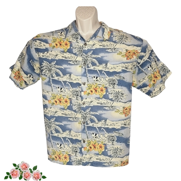 Big Dogs Hawaiian Tropical Resort Beach Floral Short Sleeve Shirt 90's Mens Lg - Picture 1 of 13